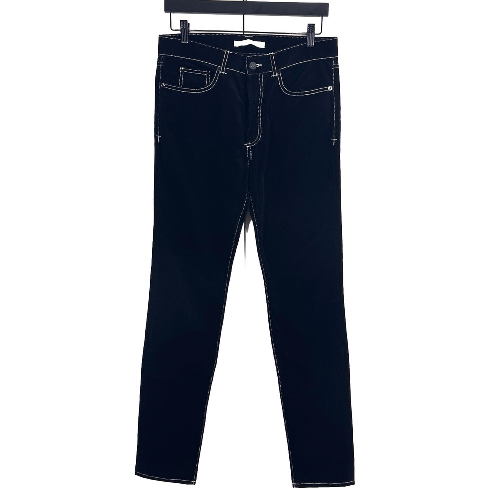Givenchy Pants Women's 31 Black Corduroy Leather Accent Straight Leg